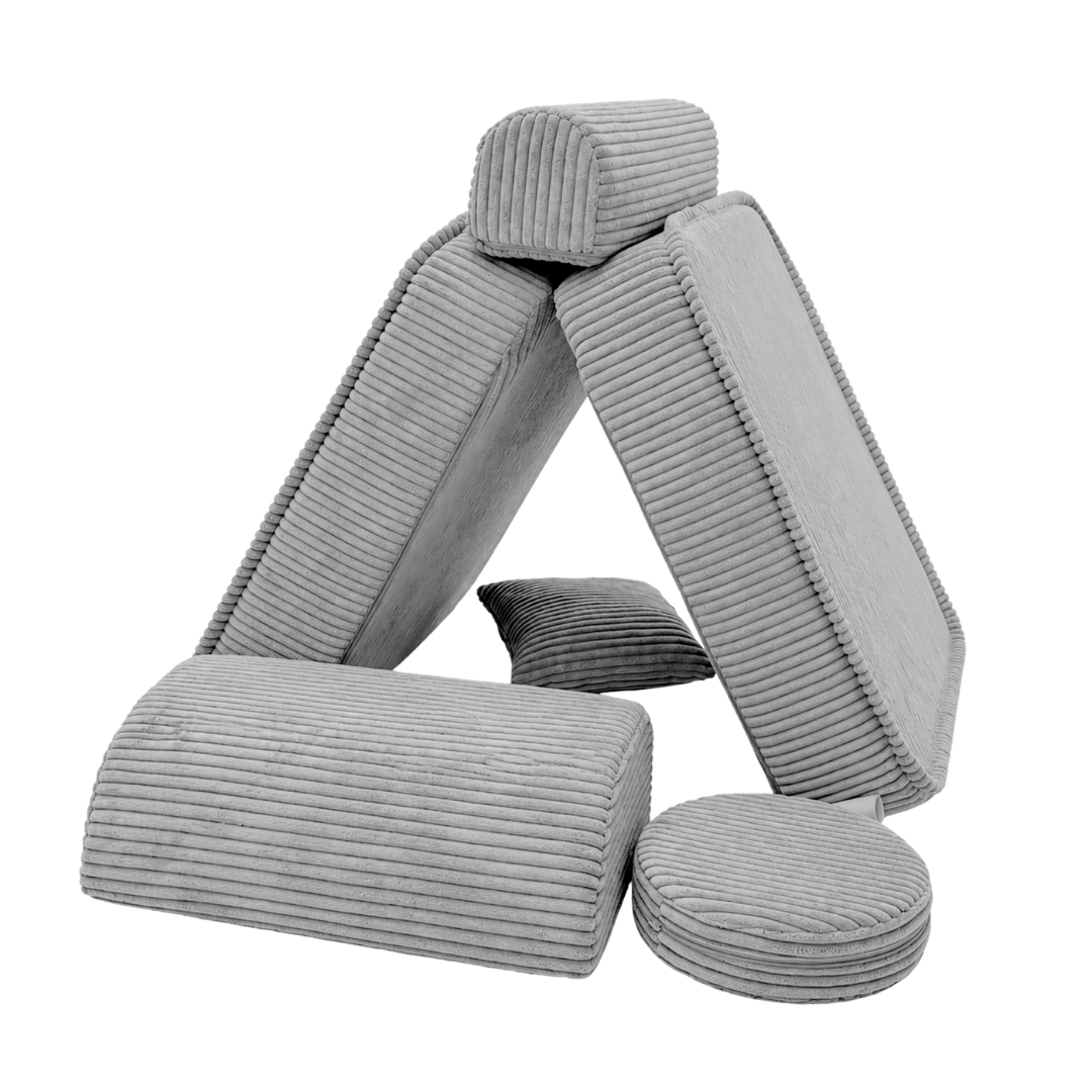 Design4Kids 3-in-1 Kindersessel Jewel Cord Mini 60x60 cm - Faltbare Kindercouch & Spielmatratze