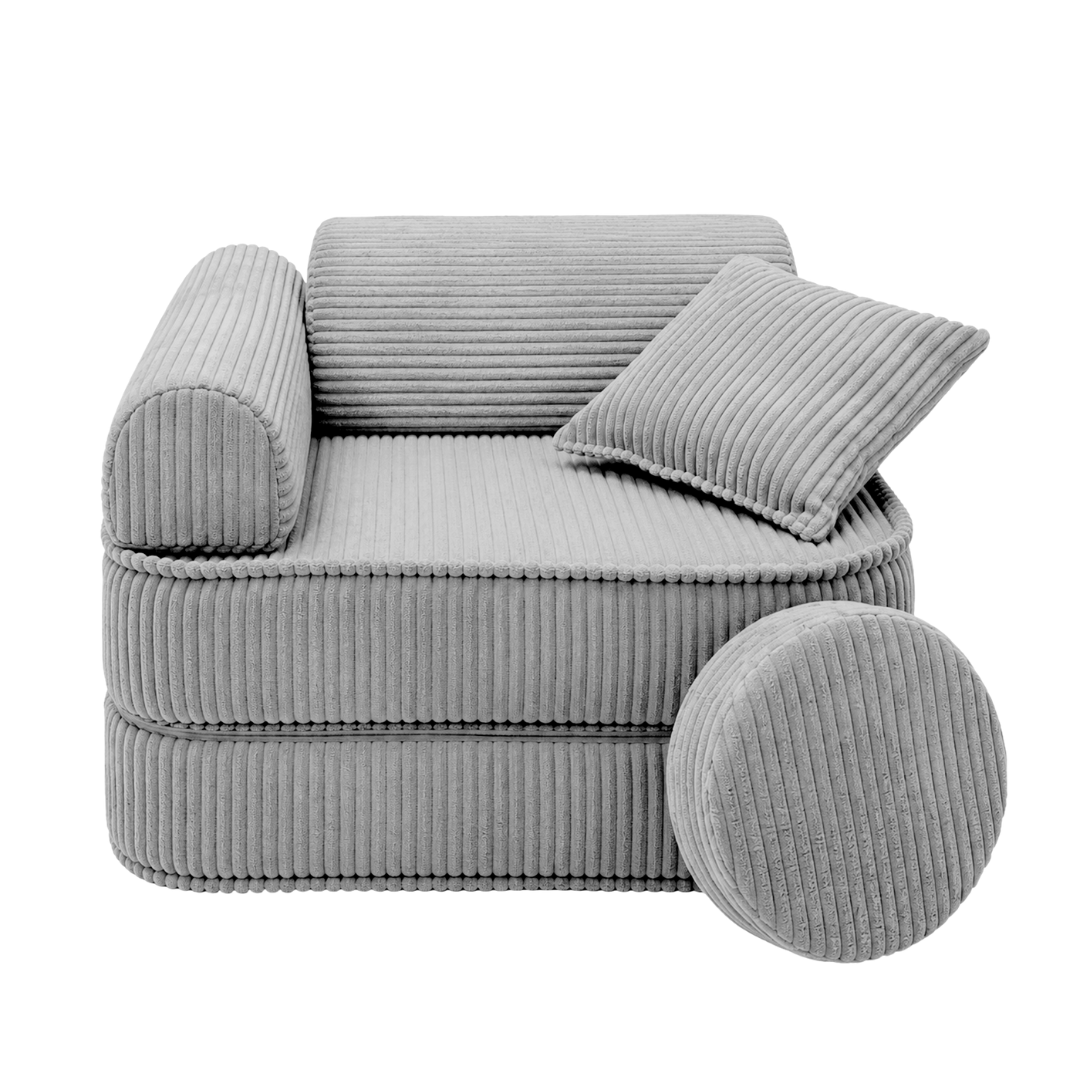 Design4Kids 3-in-1 Kindersessel Jewel Cord Mini 60x60 cm - Faltbare Kindercouch & Spielmatratze