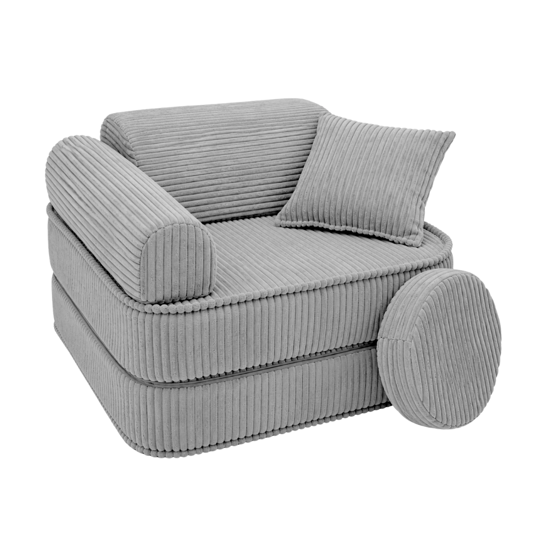 Design4Kids 3-in-1 Kindersessel Jewel Cord Mini 60x60 cm - Faltbare Kindercouch & Spielmatratze