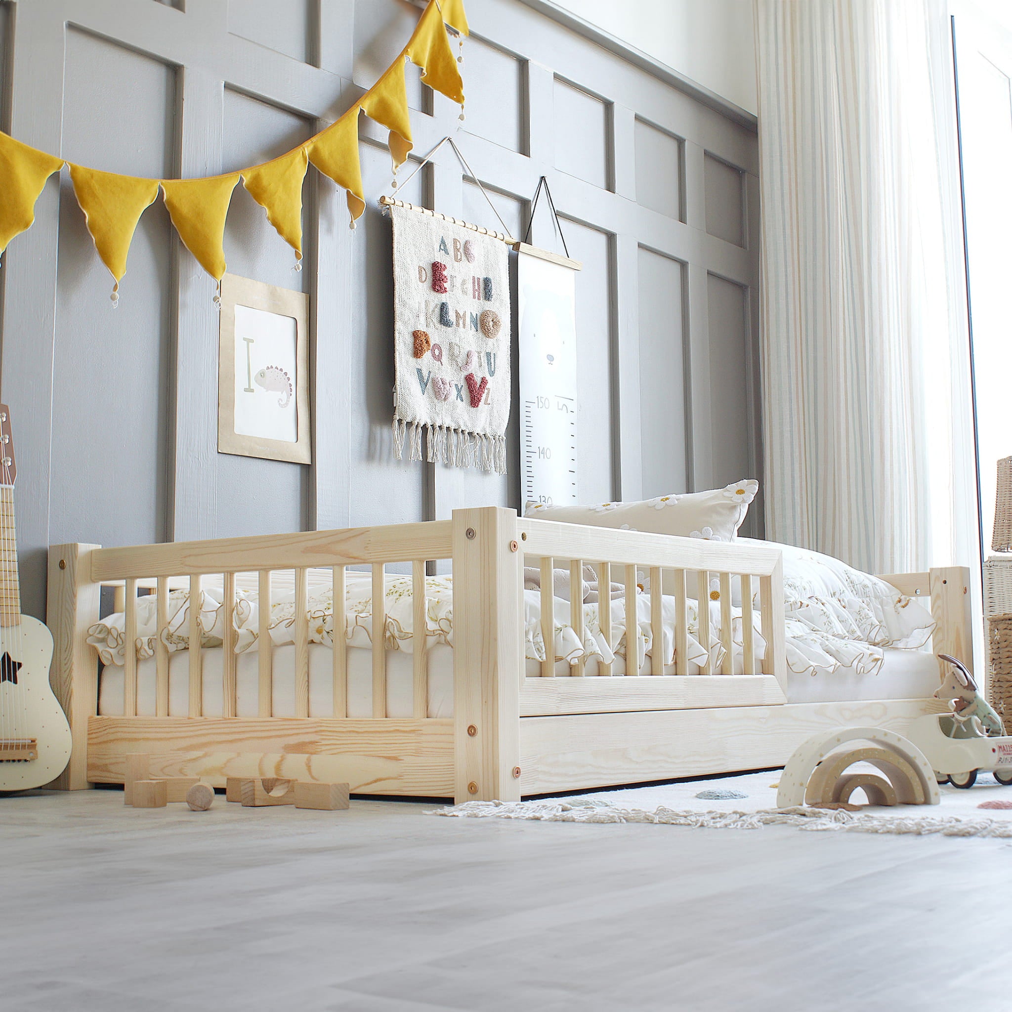 Design4kids Kinderbett Stellina Komfort - 190x90 Natur  (Füsse 1 cm)