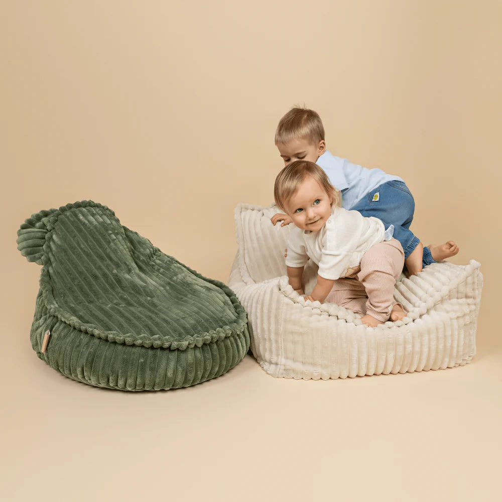 Design4Kids Kinder-Sitzsack Jewel Plüsch-Cord im Bär-Design - classic olive