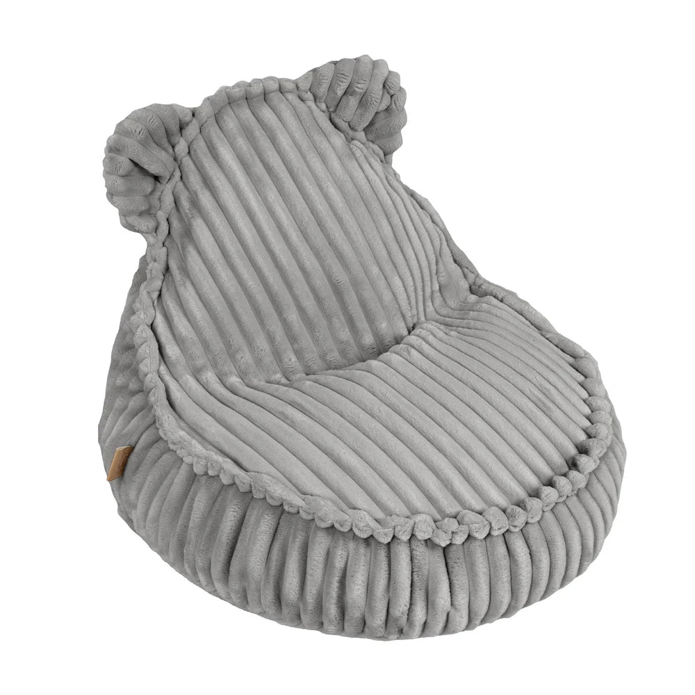 Design4Kids Kinder-Sitzsack Jewel Plüsch-Cord im Bär-Design - marble grey