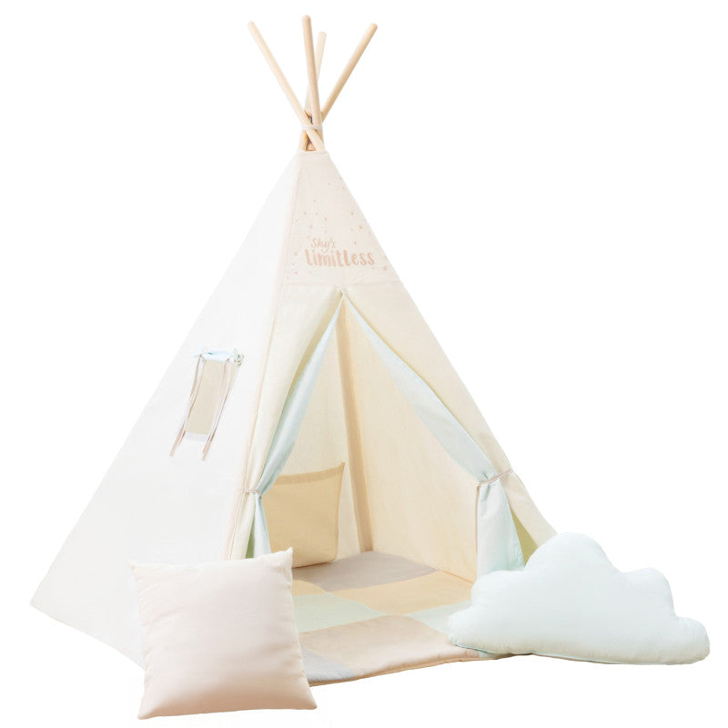 Design4Kids Tipi-Zelt M-Set Blue Corner - creme