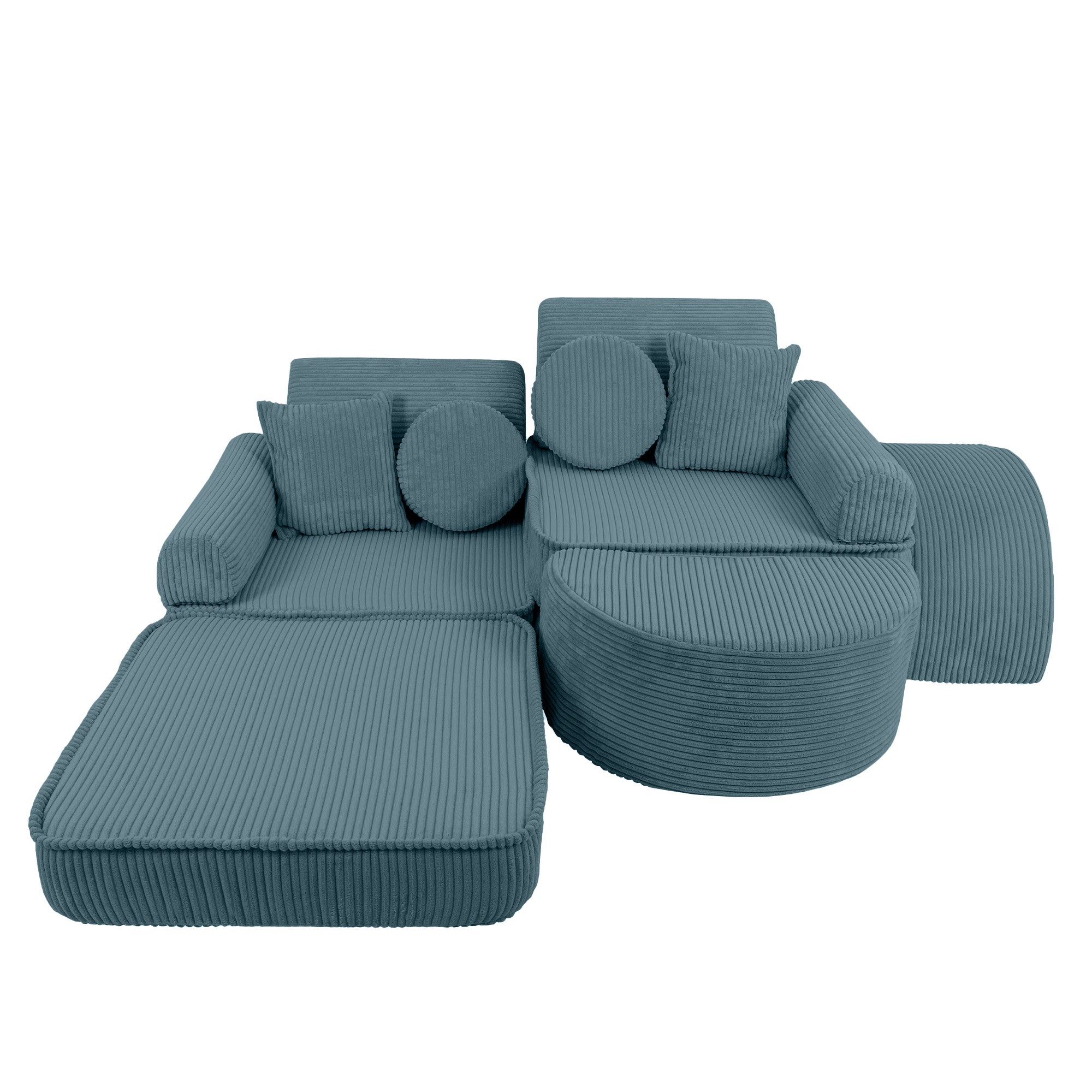 Design4Kids Mini Spielsofa Jewel Cord Max - ocean blue
