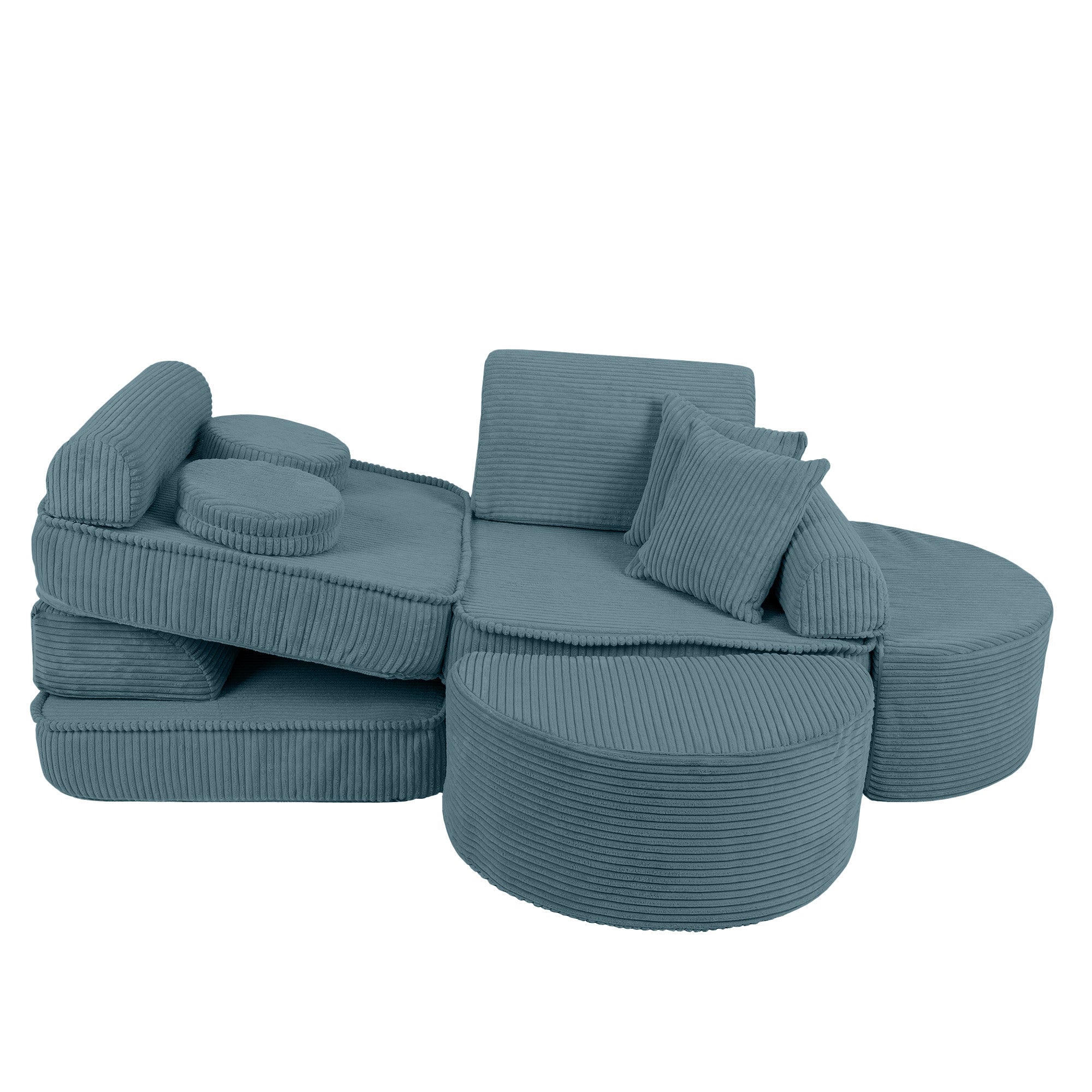 Design4Kids Mini Spielsofa Jewel Cord Max - ocean blue