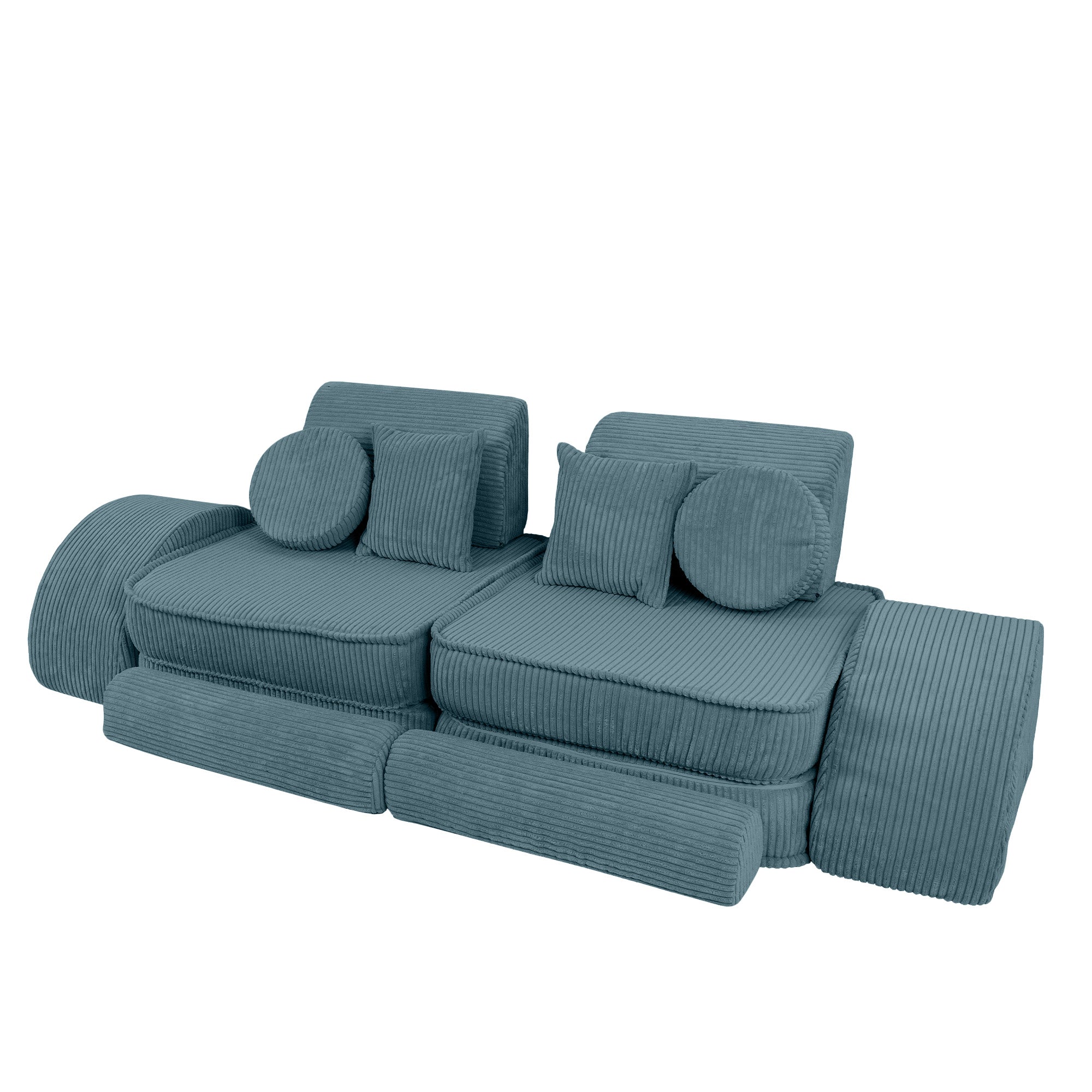 Design4Kids Mini Spielsofa Jewel Cord Max - ocean blue