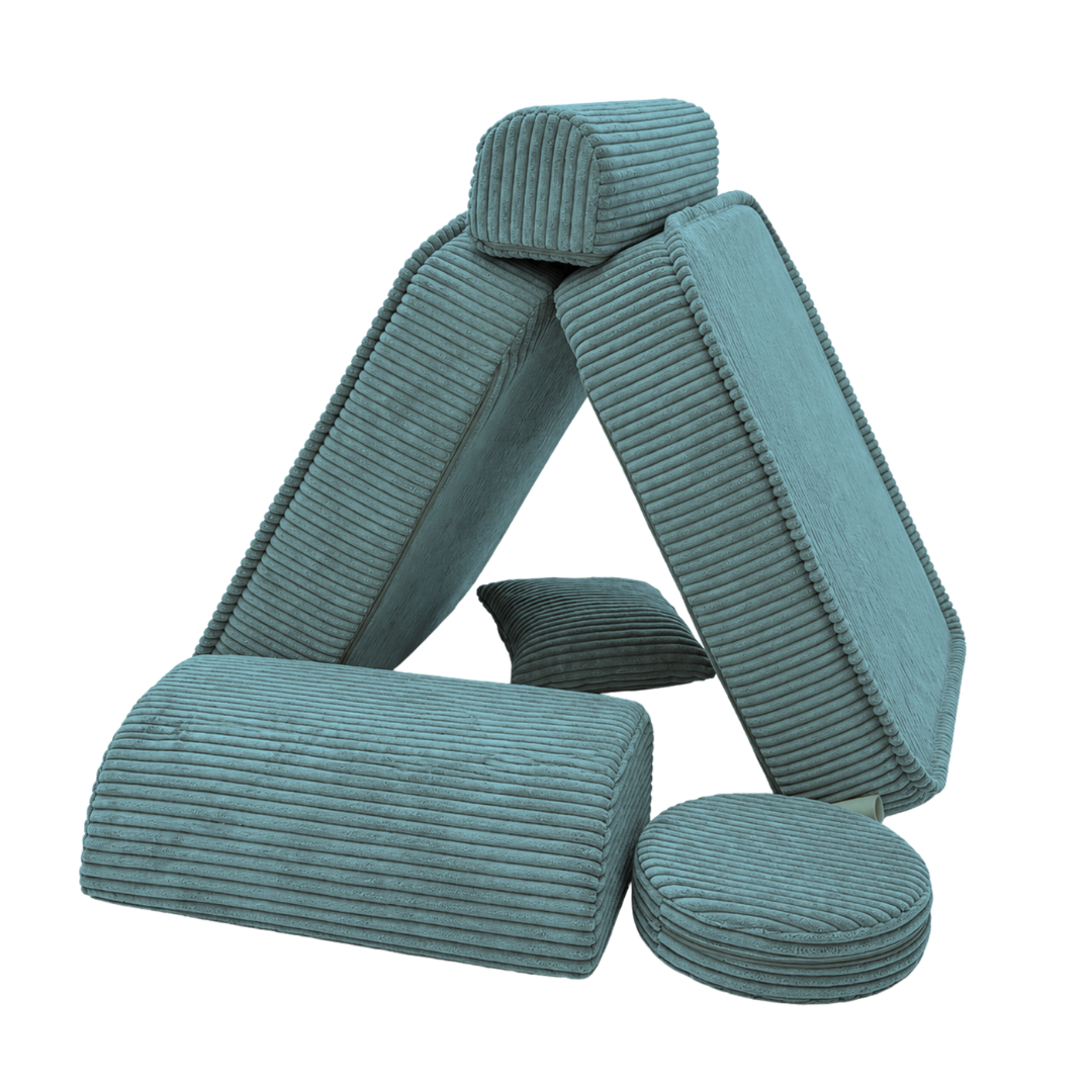 Design4Kids 3-in-1 Kindersessel Jewel Cord Mini 60x60 cm - Faltbare Kindercouch & Spielmatratze