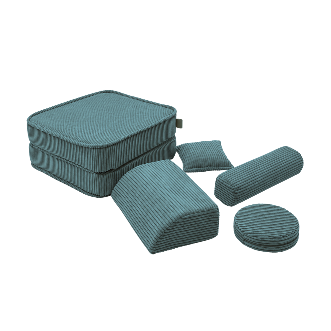 Design4Kids 3-in-1 Kindersessel Jewel Cord Mini 60x60 cm - Faltbare Kindercouch & Spielmatratze