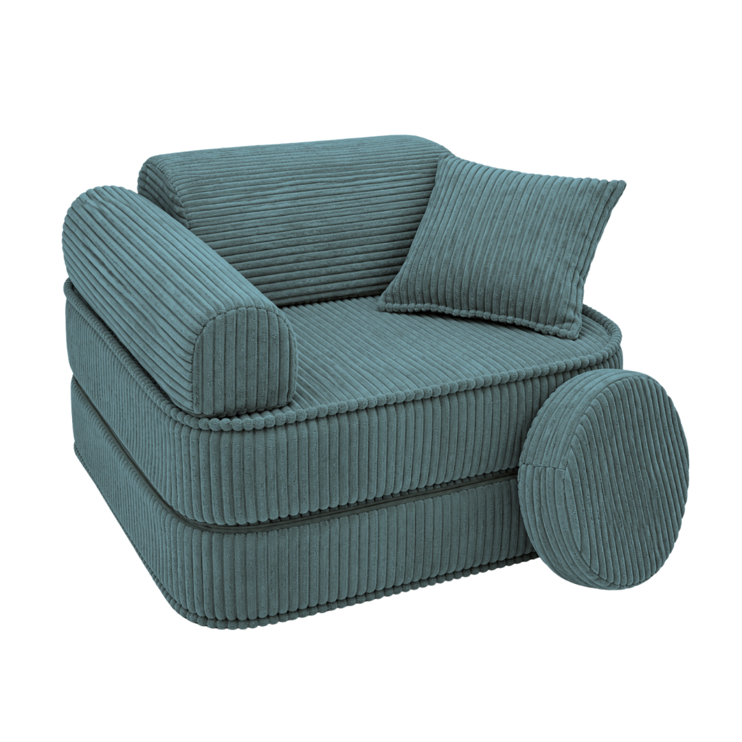 Design4Kids 3-in-1 Kindersessel Jewel Cord Mini 60x60 cm - Faltbare Kindercouch & Spielmatratze