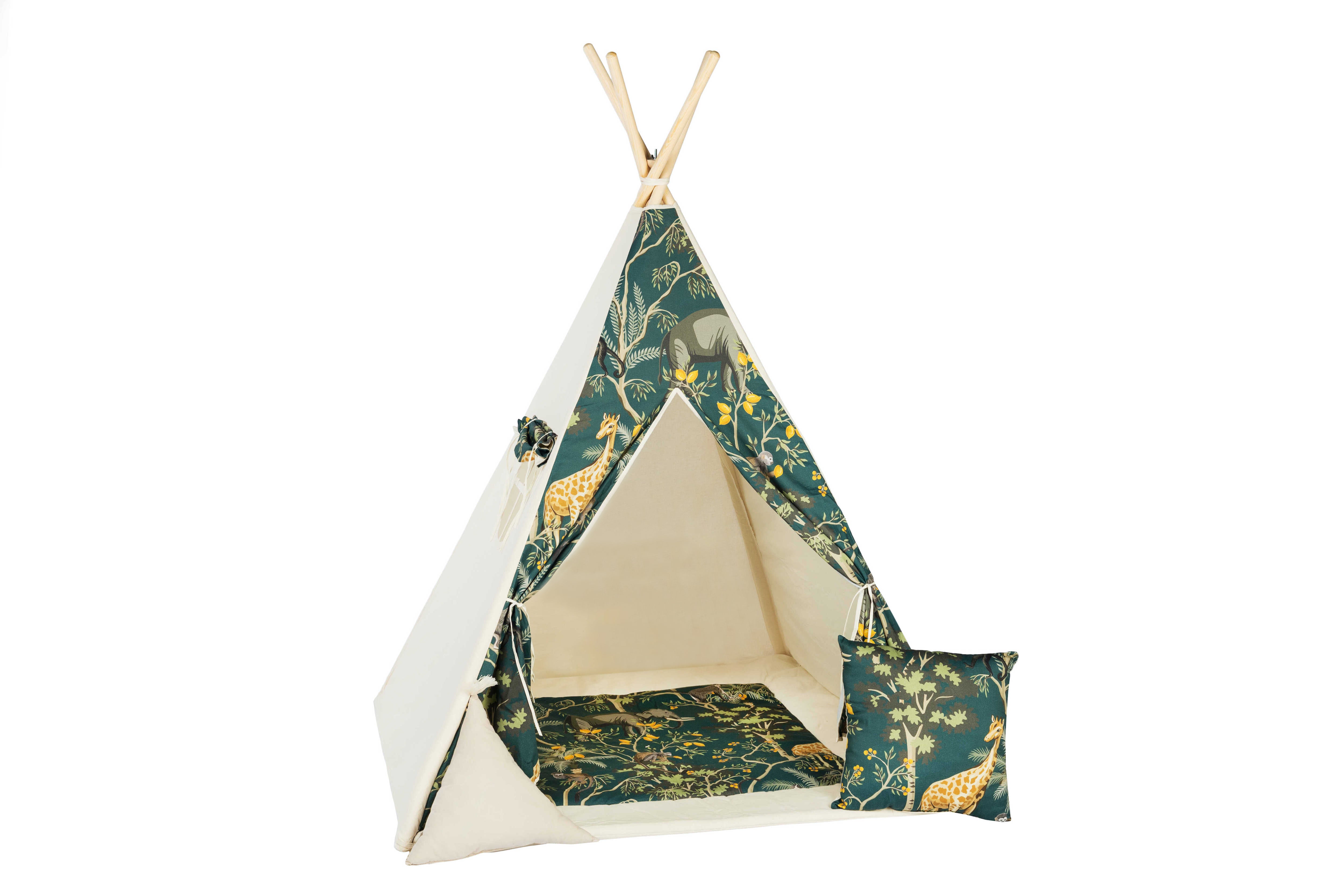 Design4Kids Tipi-Zelt M-Special Set Safari Giraffe- beige