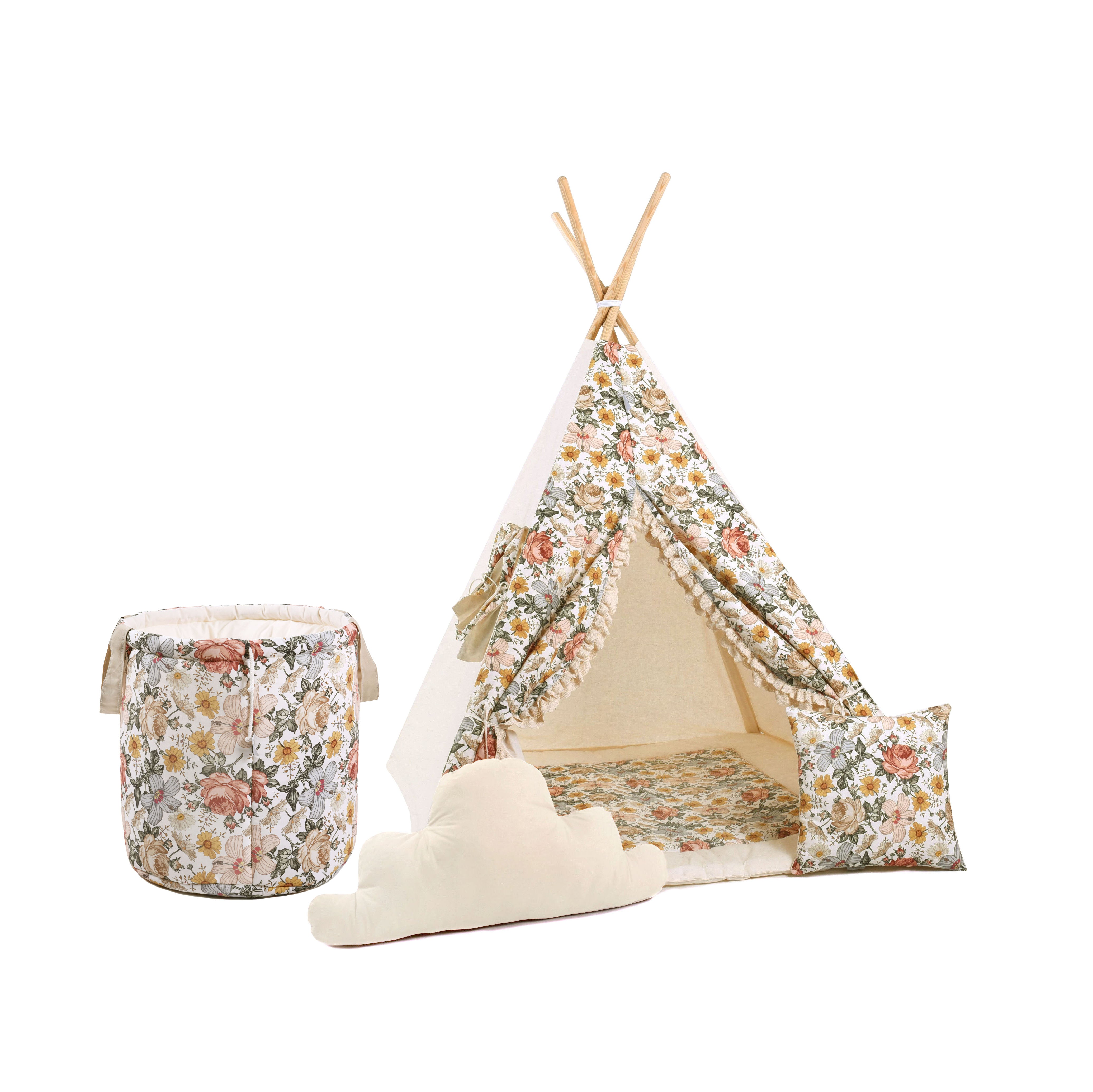Design4Kids Tipi-Zelt XXL-Set Sweet Idyll - beige