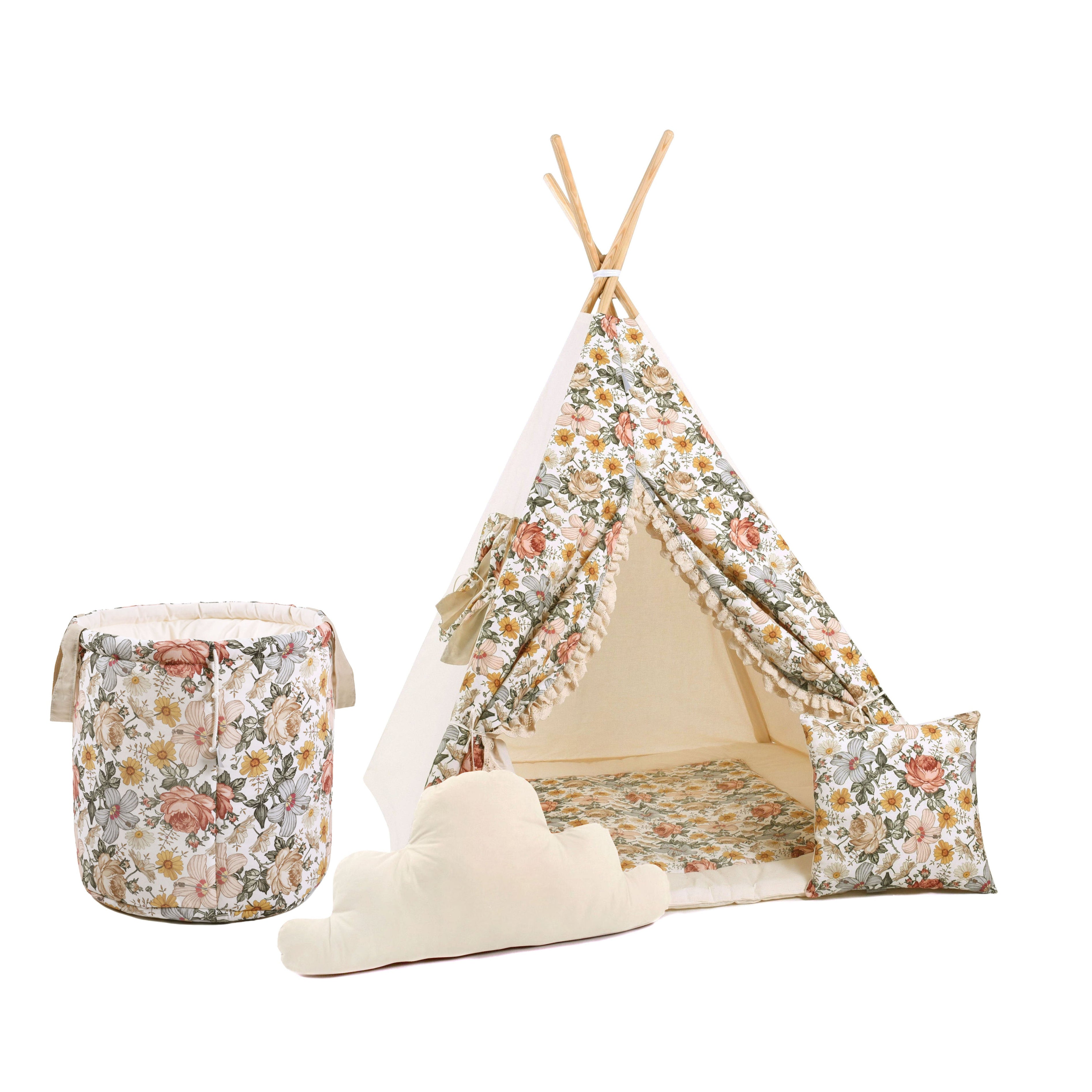 Design4Kids Tipi-Zelt L-Set Sweet Idyll - beige