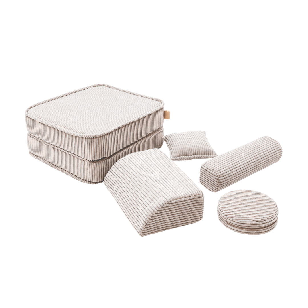 Design4Kids 3-in-1 Kindersessel Jewel Cord Mini 60x60 cm - Faltbare Kindercouch & Spielmatratze