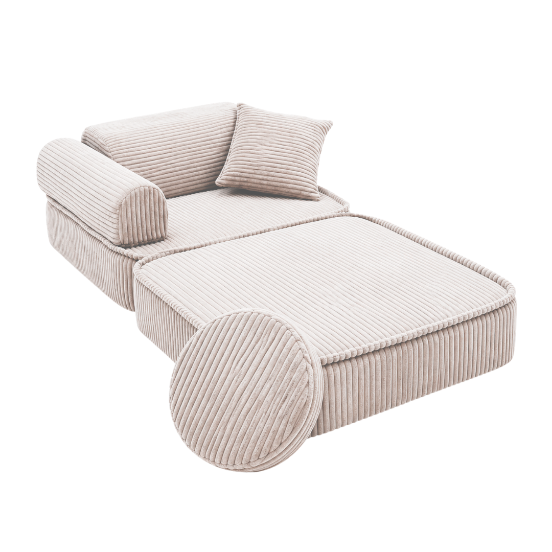 Design4Kids 3-in-1 Kindersessel Jewel Cord Mini 60x60 cm - Faltbare Kindercouch & Spielmatratze