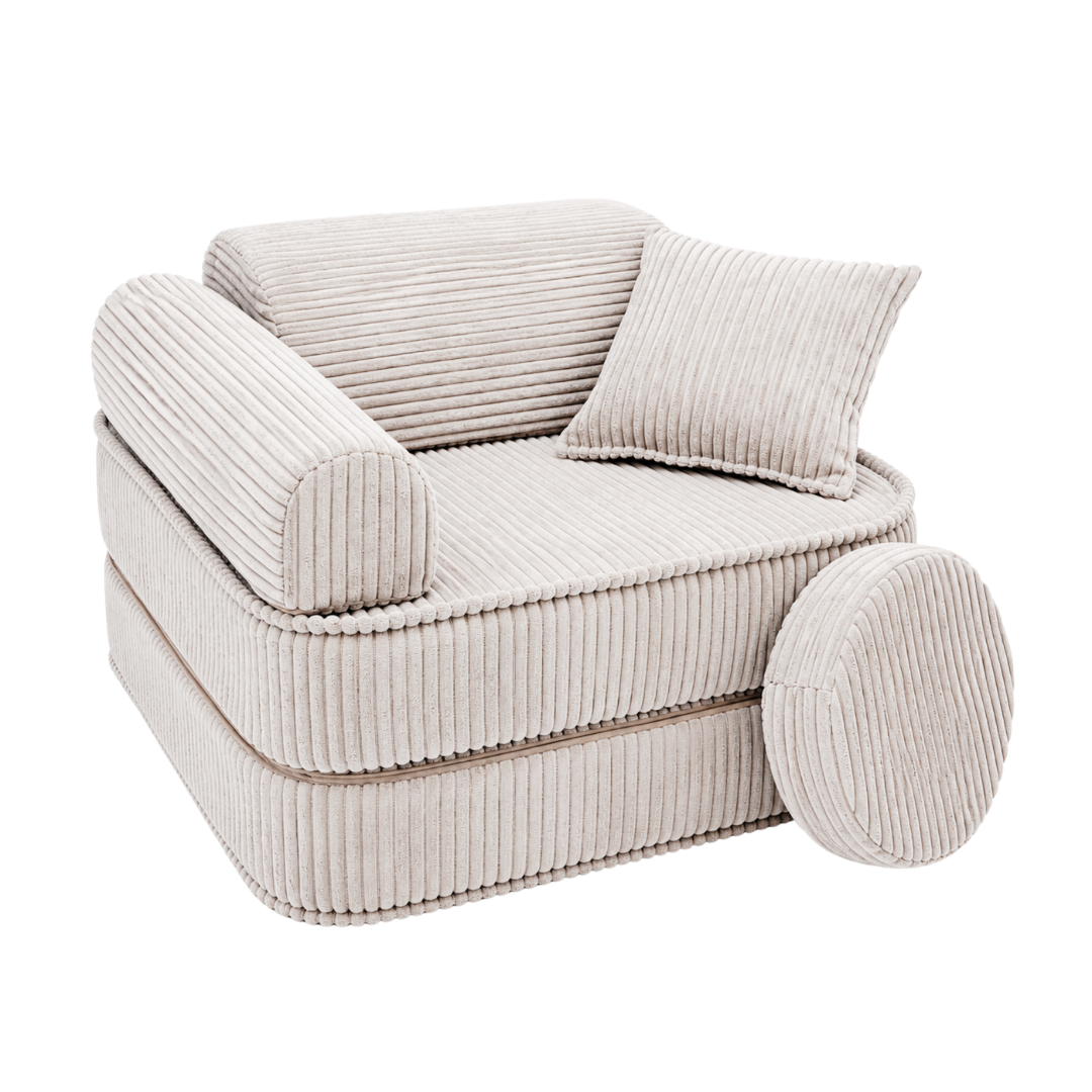 Design4Kids 3-in-1 Kindersessel Jewel Cord Mini 60x60 cm - Faltbare Kindercouch & Spielmatratze