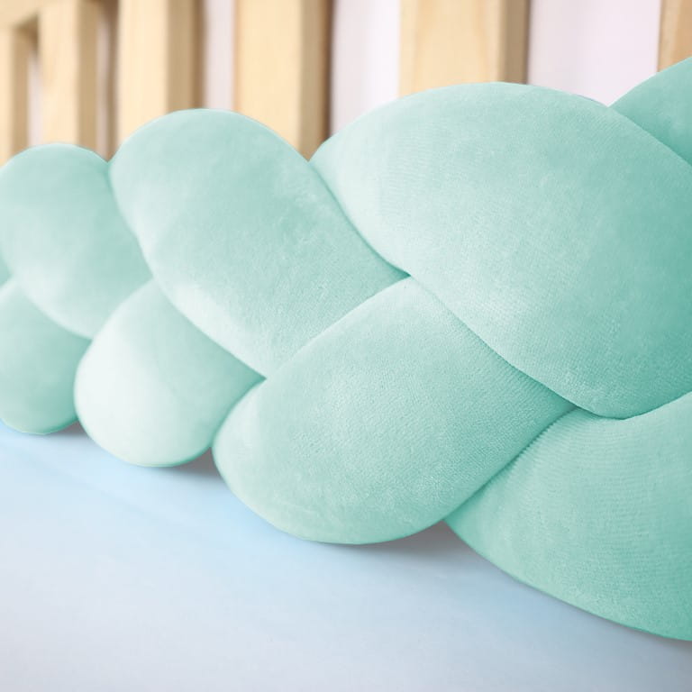 Design4kids 3-Strang Geflecht Bettchenschutz- Minz Velvet