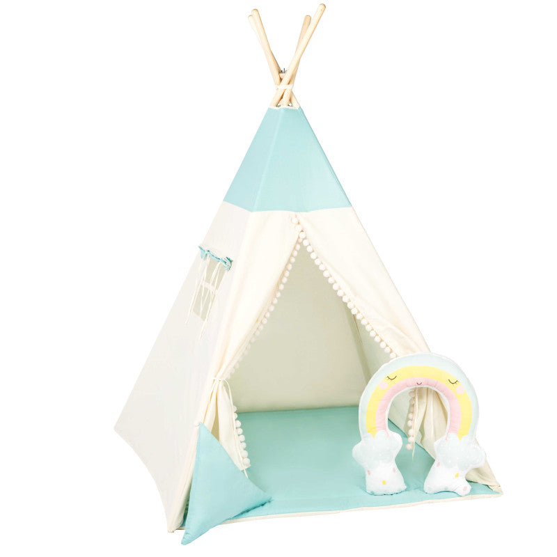 Design4Kids Tipi-Zelt M-Special Set Blue Dream Rainbow - creme