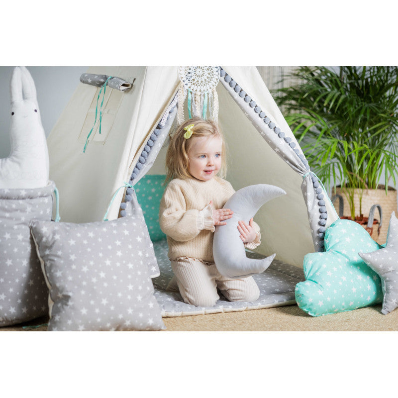 Design4Kids Tipi-Zelt XXL-Set Mint Star - beige