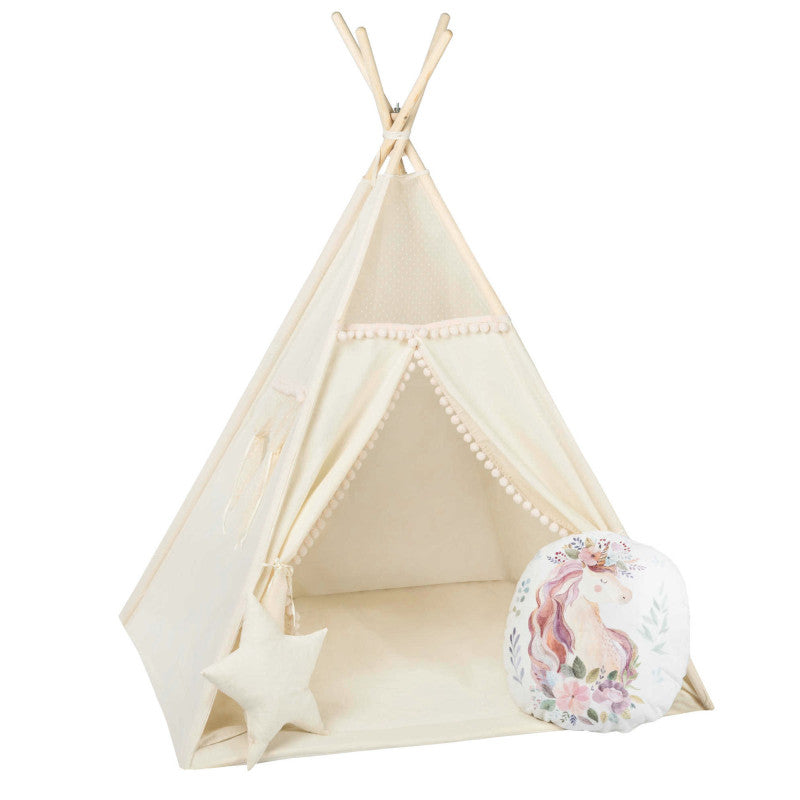 Design4Kids Tipi-Zelt M-Special Set Beady Mist Unicorn - creme