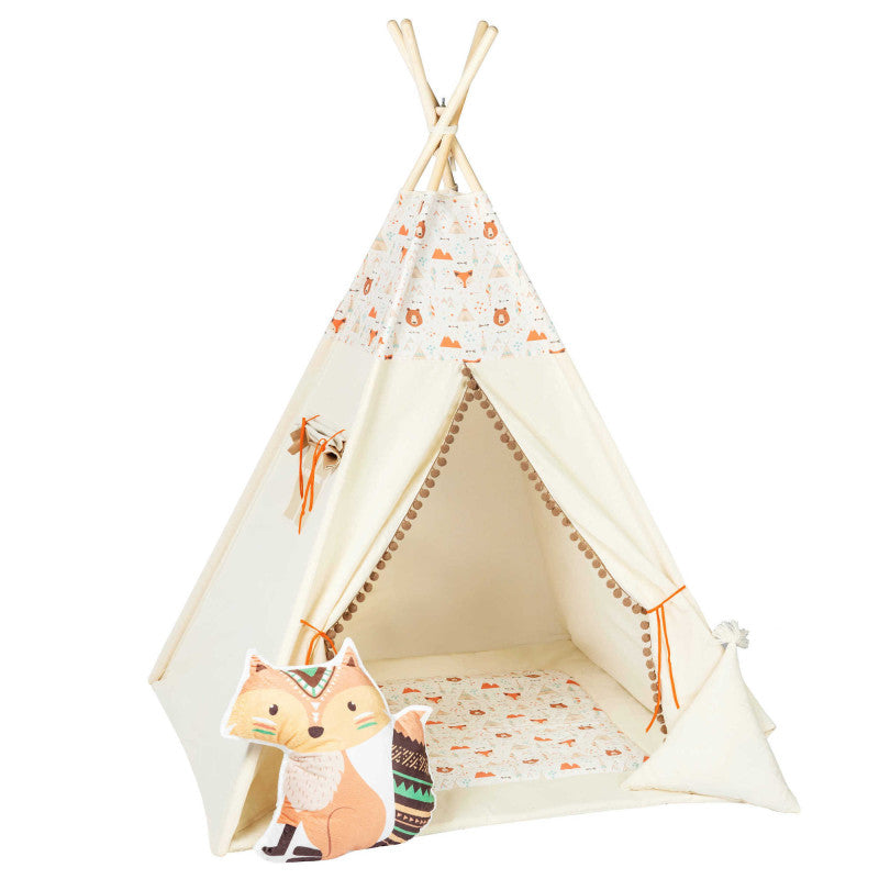 Design4Kids Tipi-Zelt M-Special Set My Friend Bear Fox - beige